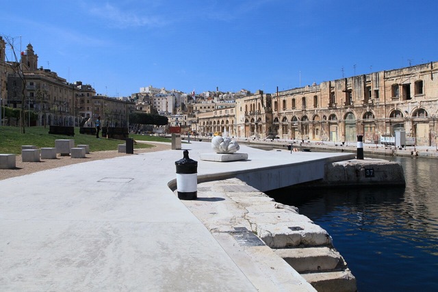 A picture of the Bormla/Cospicua waterfront with the old dry dock on the right.